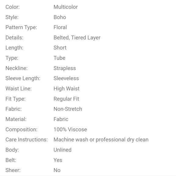 Floral Print Belted Layered Hem Tube Romper - Picture 4 of 5